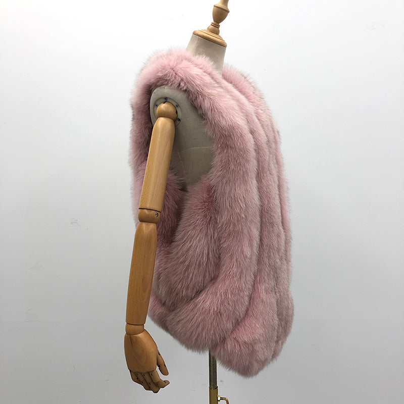 Fashionable Women's Winter Casual Style Fox Fur Vest - Janefur