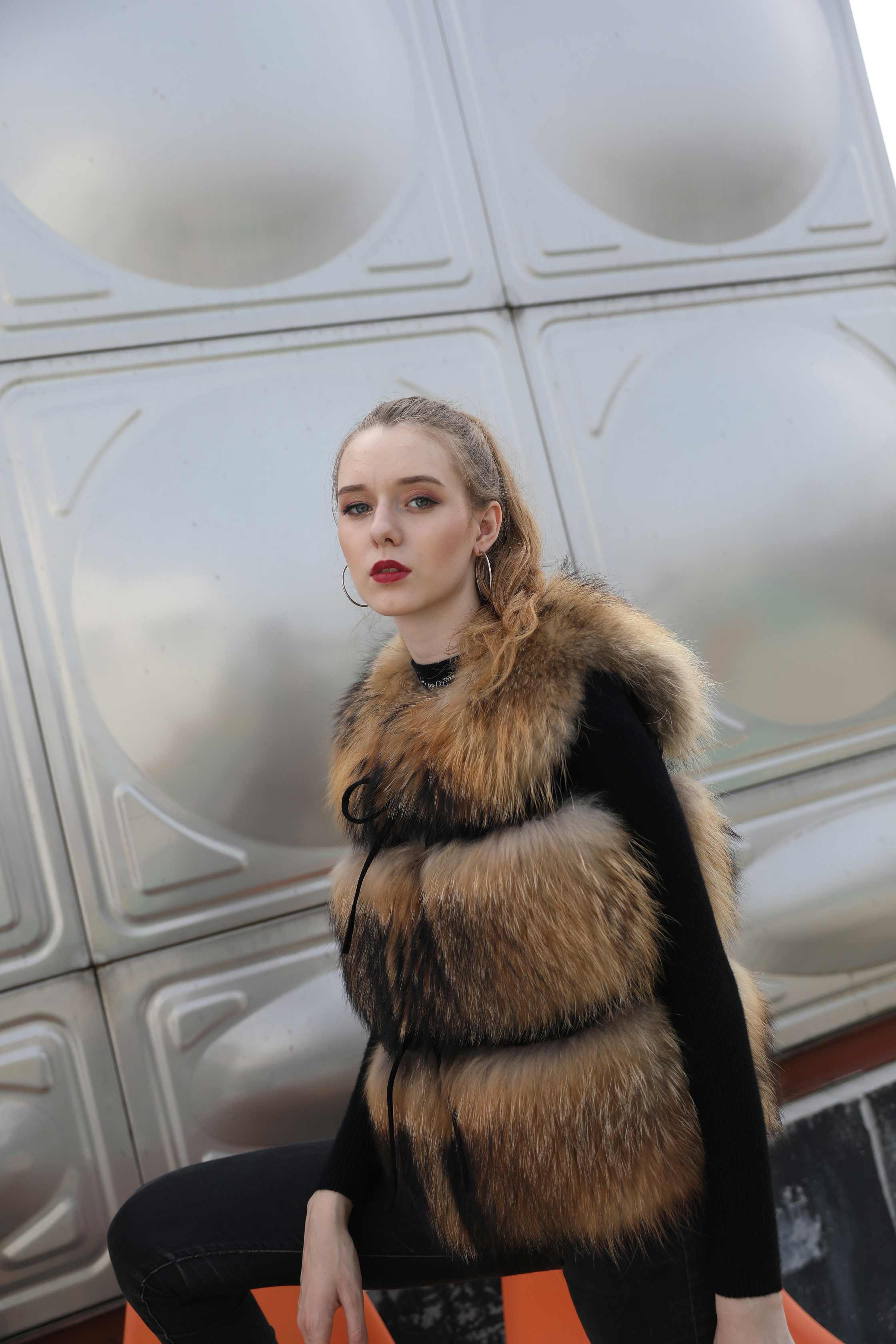 Women's Spring And Fall Clothing Luxury Real Raccoon Fur Vest - Janefur
