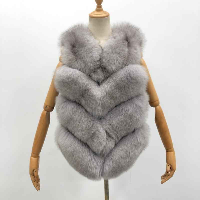 Wholesale Women's Classic Winter Warm Short Fox Fur Vest Casual Solid Color - Janefur