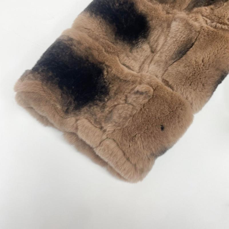 Coat With a Large Fur Collar Made of Rex Rabbit Fur - Janefur