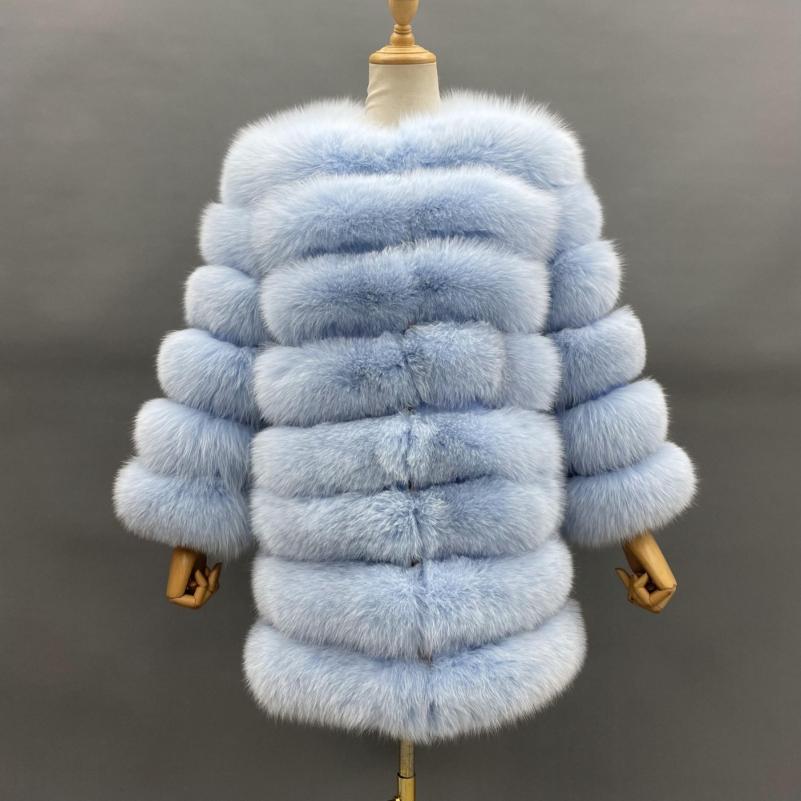Women's Winter Warm Comfortable Crewneck Real Fox Fur Jacket - Janefur