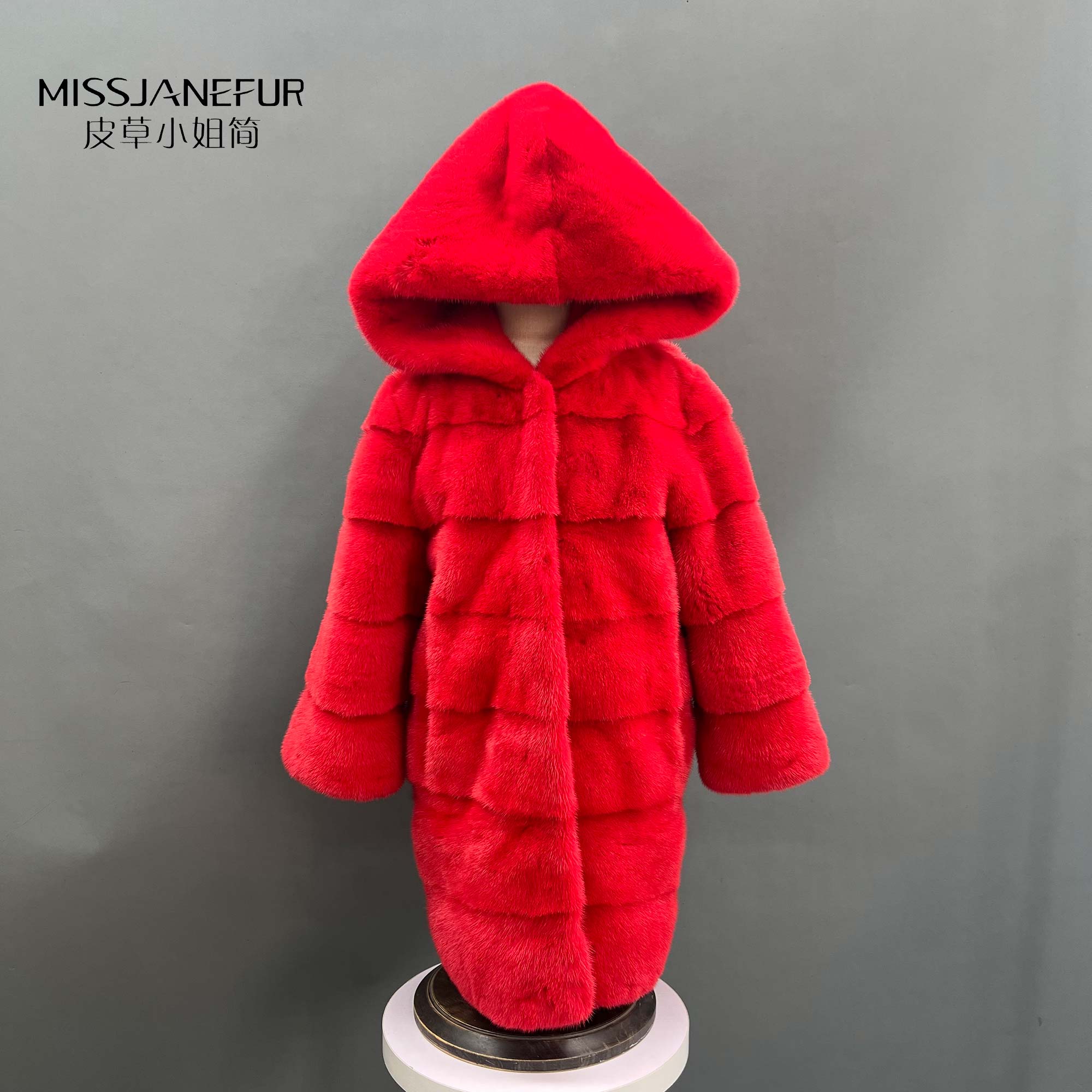 Missjanefur Mink Fur Children's Apparel Hood Coat - Janefur