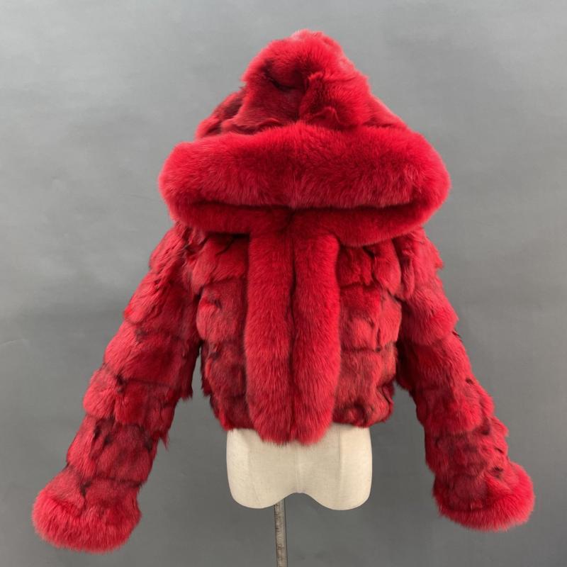 Fox Front Zipper Coat with Hood - Janefur