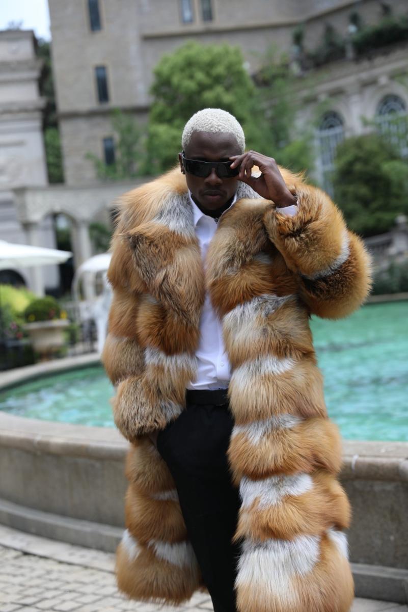 Winter Men's Long Fox Fur Coat Red Fox Warm Coat - Janefur