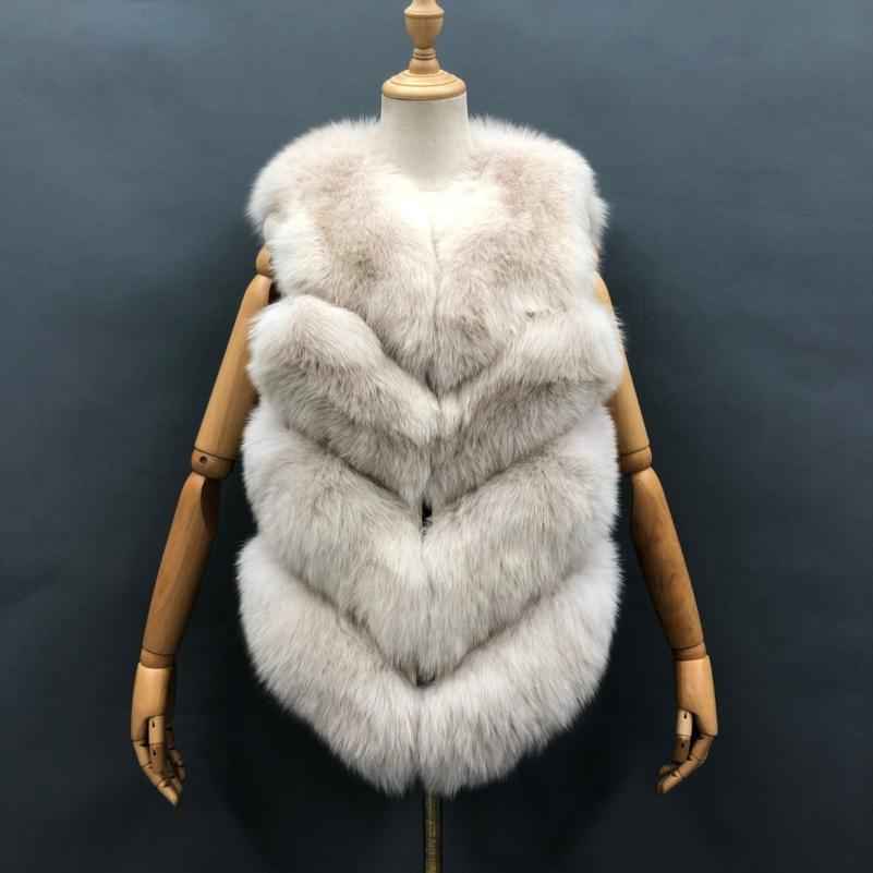 Wholesale Women's Classic Winter Warm Short Fox Fur Vest Casual Solid Color - Janefur