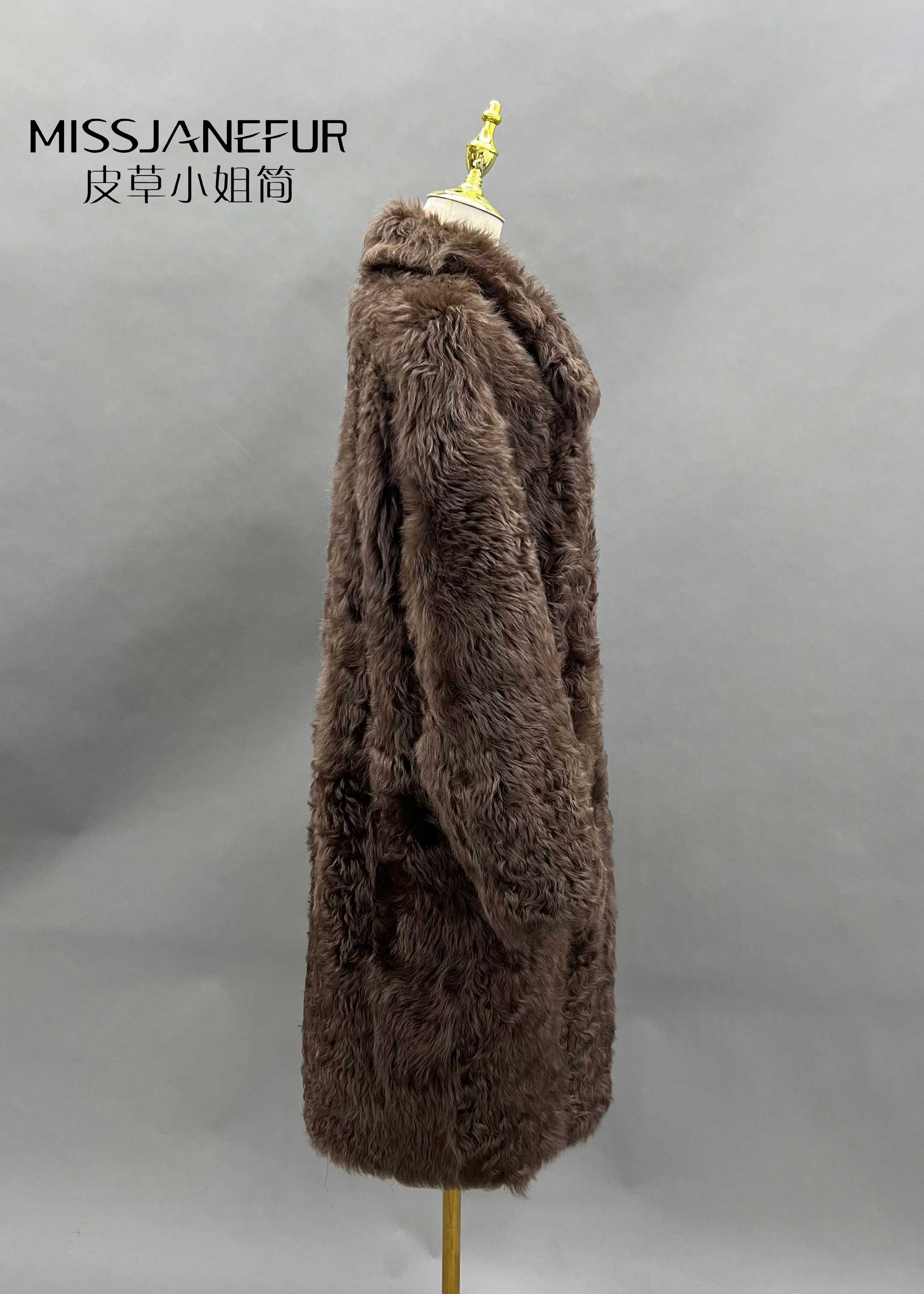 Missjanefur Brown Long Wool Coat Furs Being Clothing - Janefur