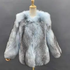Fashion Design Fox Fur Jacket Outdoor Street Casual Women's Coat - Janefur