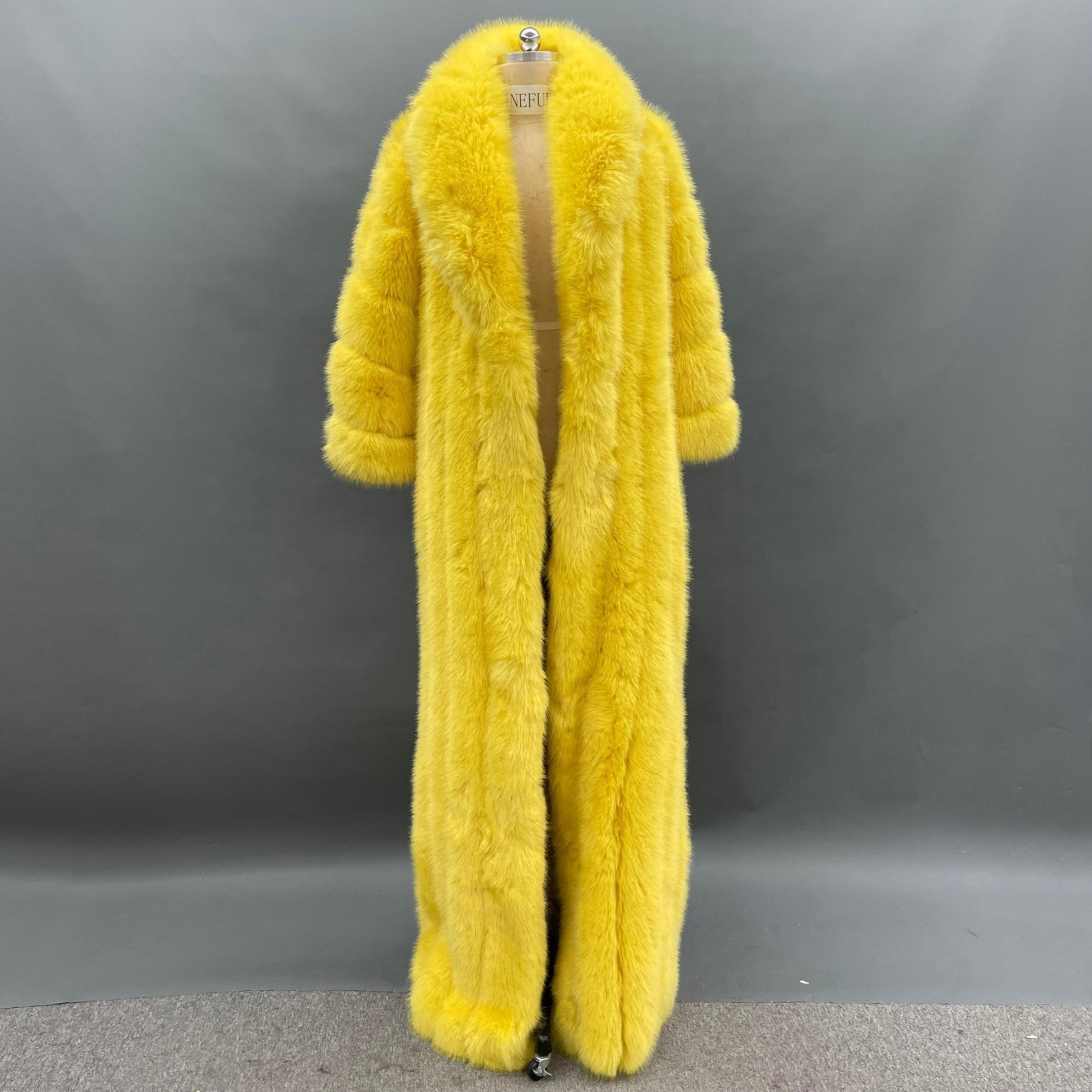Women's Fox Eco Fur Faux Fur Extra Long Coat - Janefur