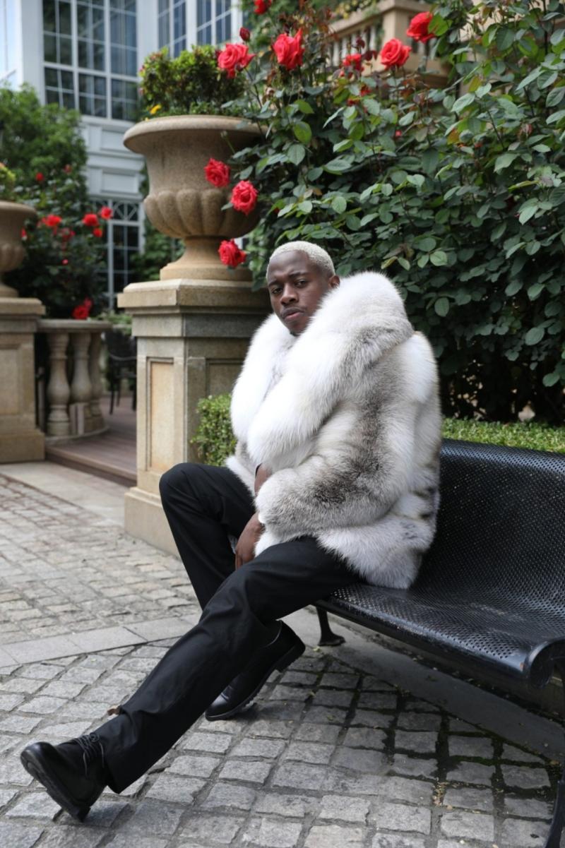 Coat With A Shawl Collar Made Of Whole Golden Island Fox Fur - Janefur