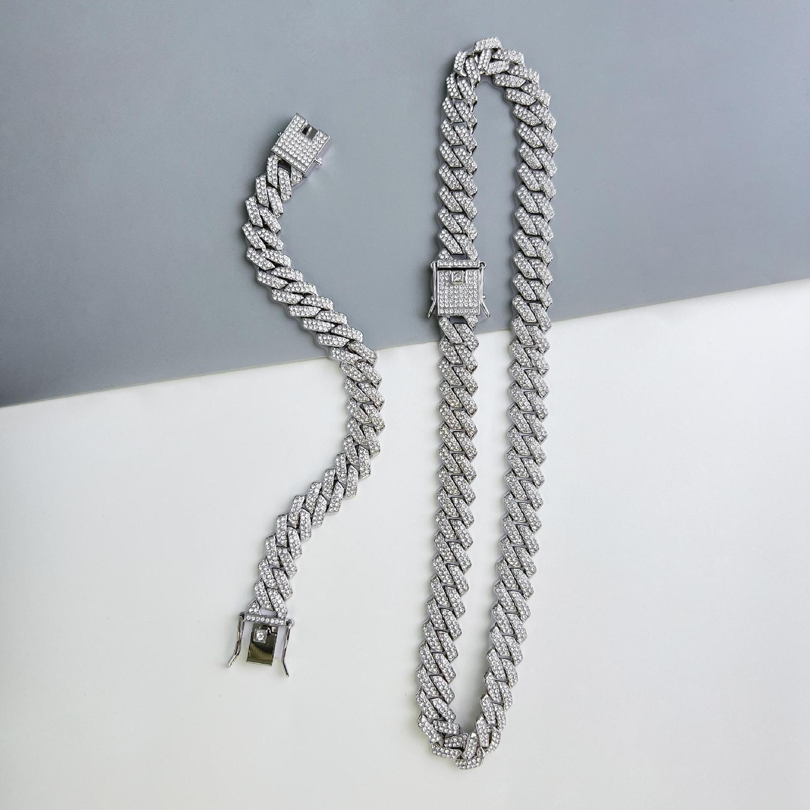 Versatile Alloy Cuban Necklace and Hip-Hop Style Bracelet Cool and Trendy Accessories - Janefur