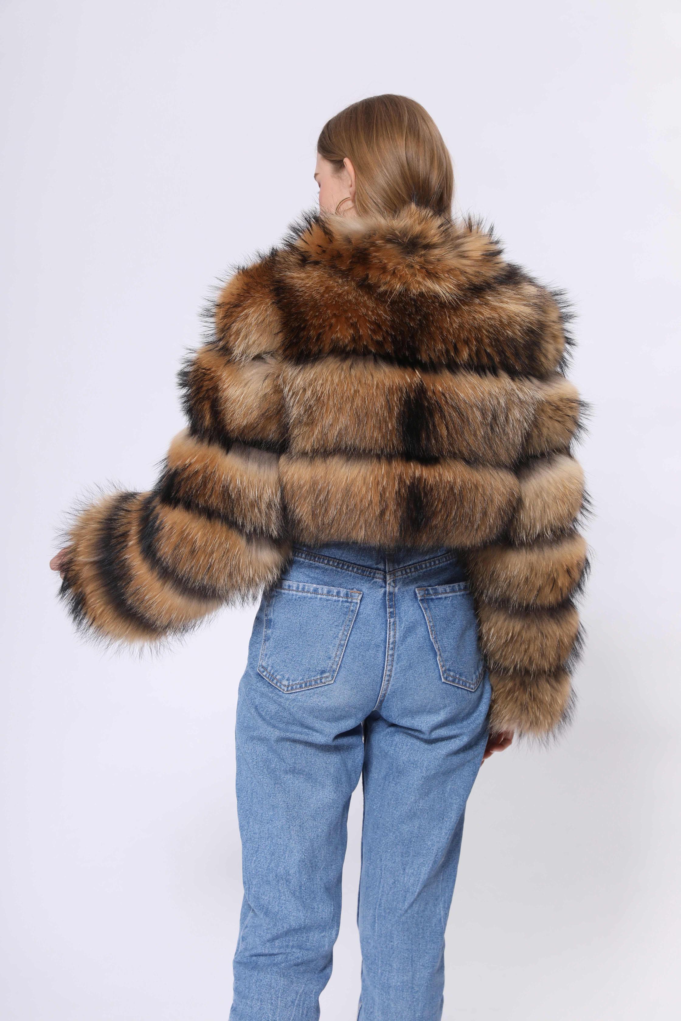 Luxury women's winter streetwear new fashion real raccoon fur coat - Janefur