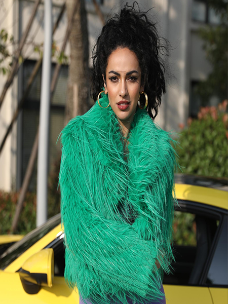 Eco Friendly Faux Fur Jacket Women's Chic Shawl Collar Tassel Faux Fur Outerwear Coat - Janefur