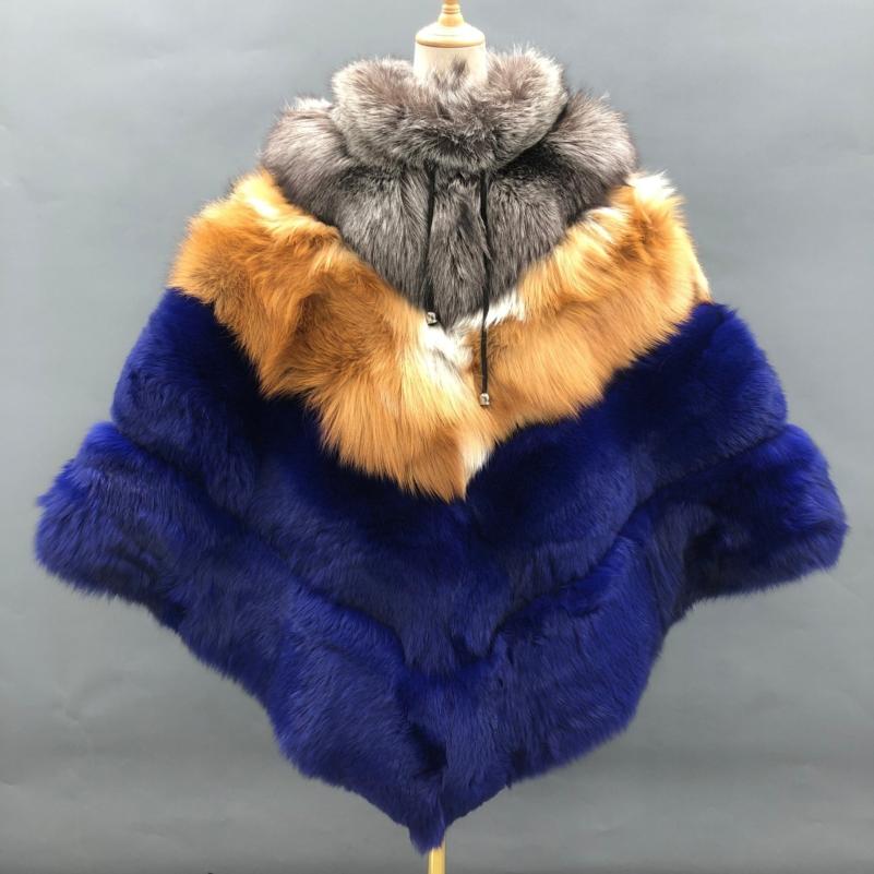 High Quality Women's Luxury Fox Fur Cloak Loose Genuine Fox - Janefur