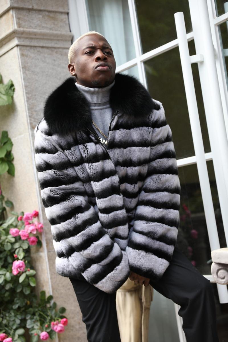 Men's Rabbit Fur Coat Lapel With Zipper Front - Janefur