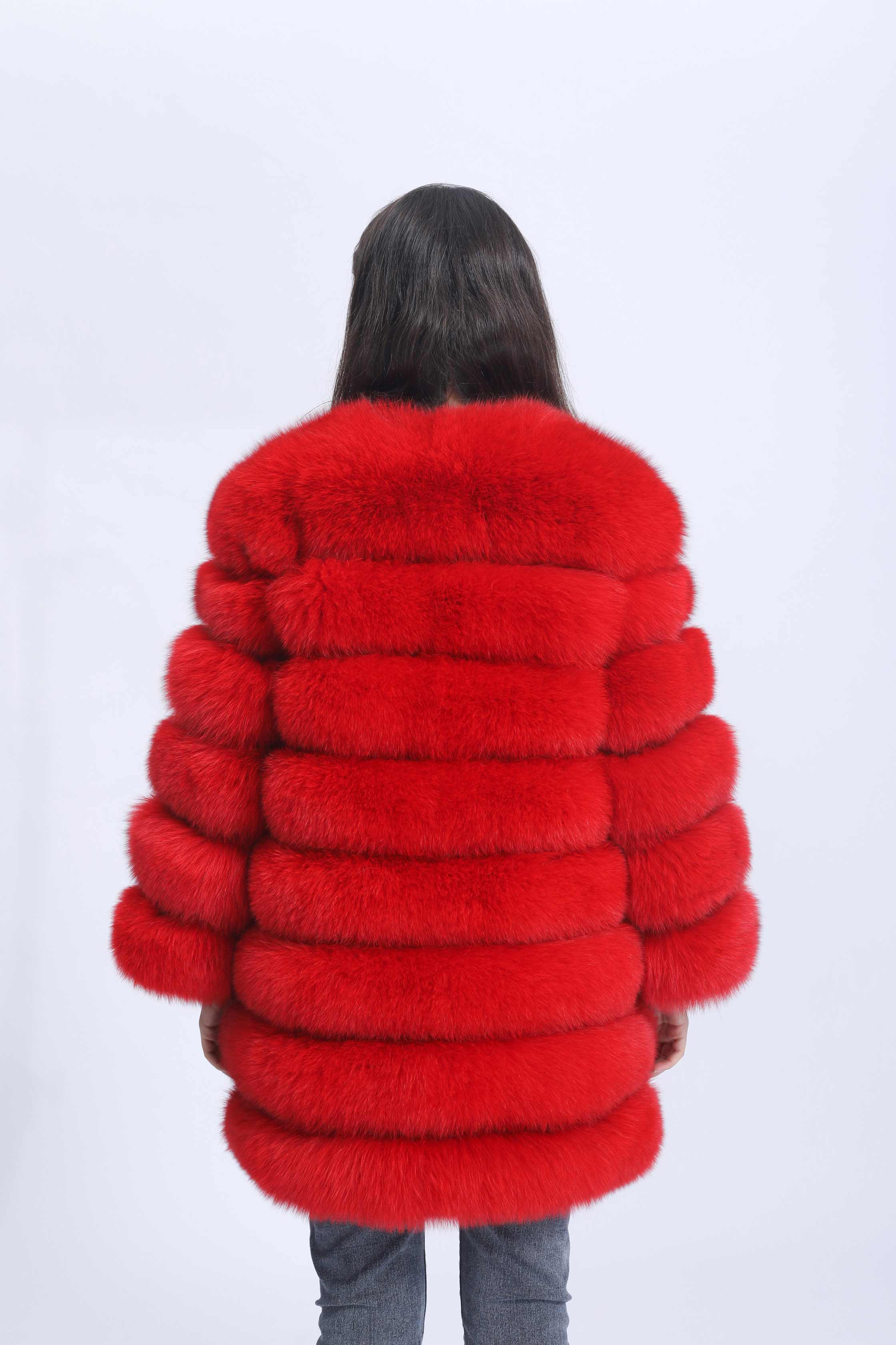 Women's Winter Warm Comfortable Crewneck Real Fox Fur Jacket - Janefur