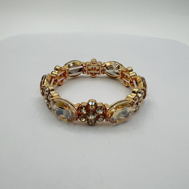 Vintage Style Cubic Zirconia Flower Bracelet, Women's Fashion Bangle Sparklin - Janefur