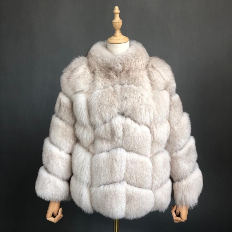 Winter Luxury Blue Fox Coat Real Fox Fur Women's Fashion Jacket - Janefur