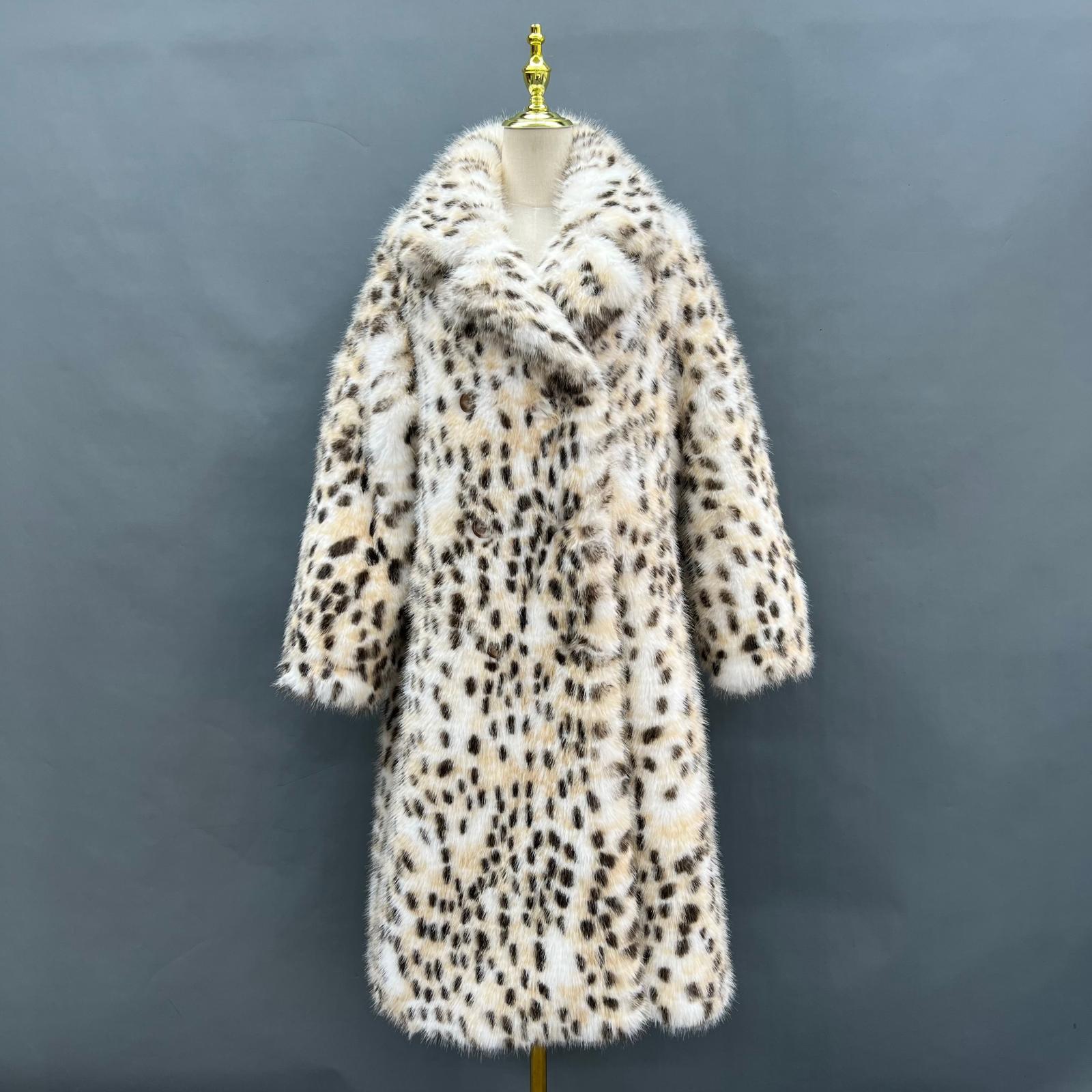 Women's Winter Chic Bobcat Faux Mink Coat Eco-Friendly Fur Coat - Janefur