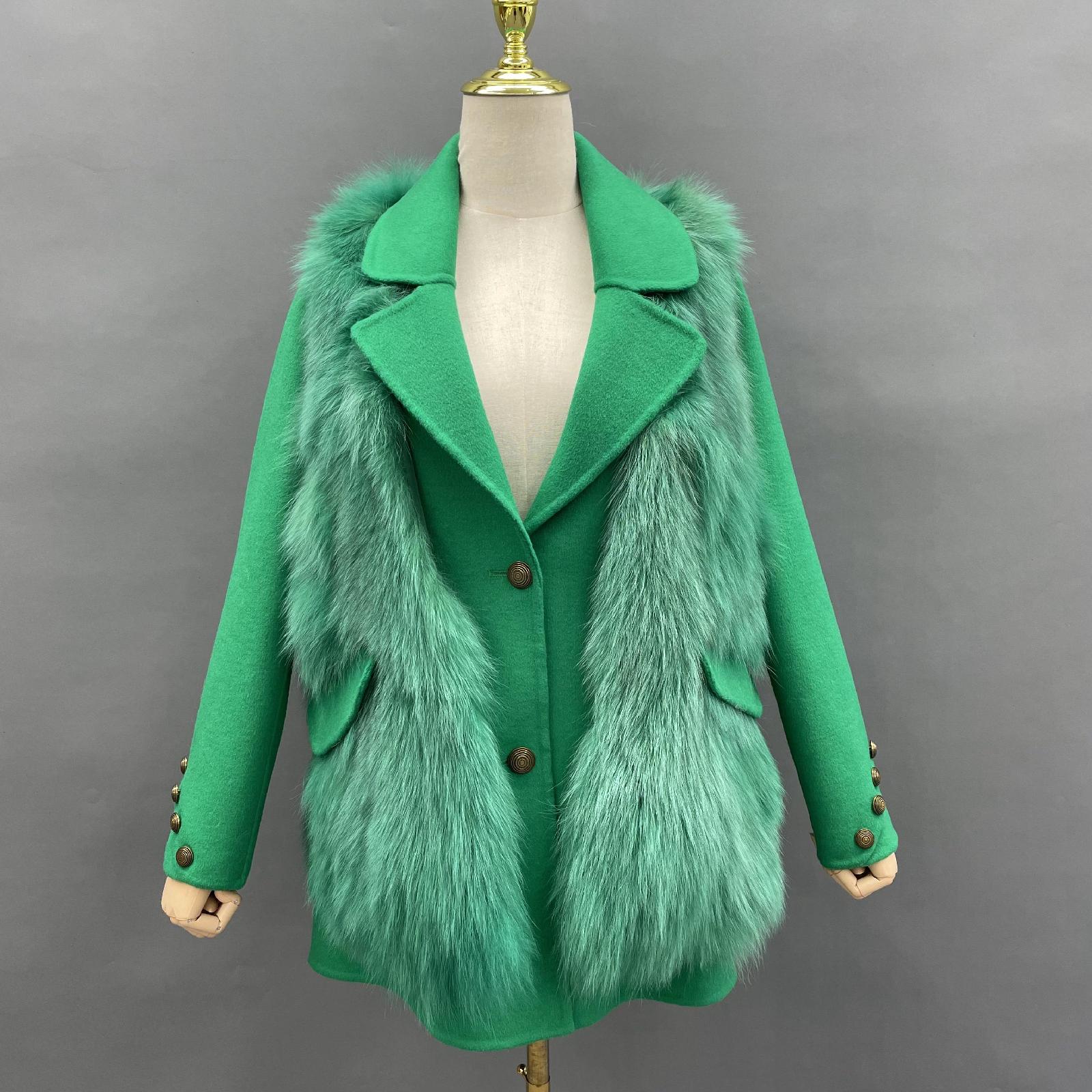 Elegant Suit-style Two-piece Double-faced Wool Coat Women's Spring and Autumn Cashmere Jacket Outerwear - Janefur