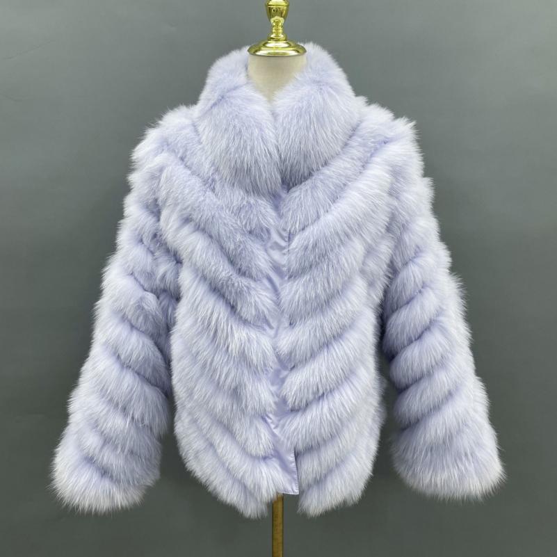 Detachable Collar Two-sided Real Fox Fur Winter Women's Short Coat - Janefur