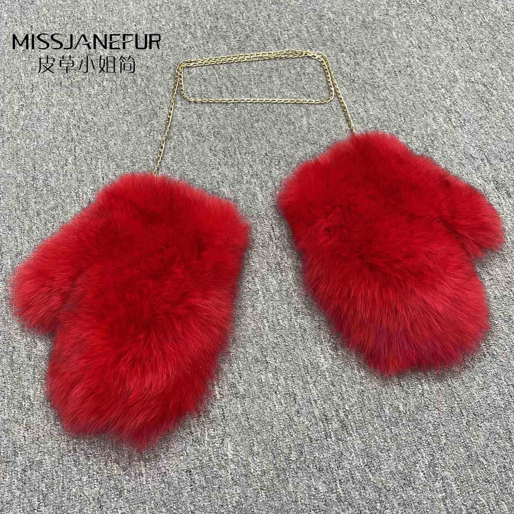 Missjanefur Cute Fox Fur Gloves for Apparel - Janefur