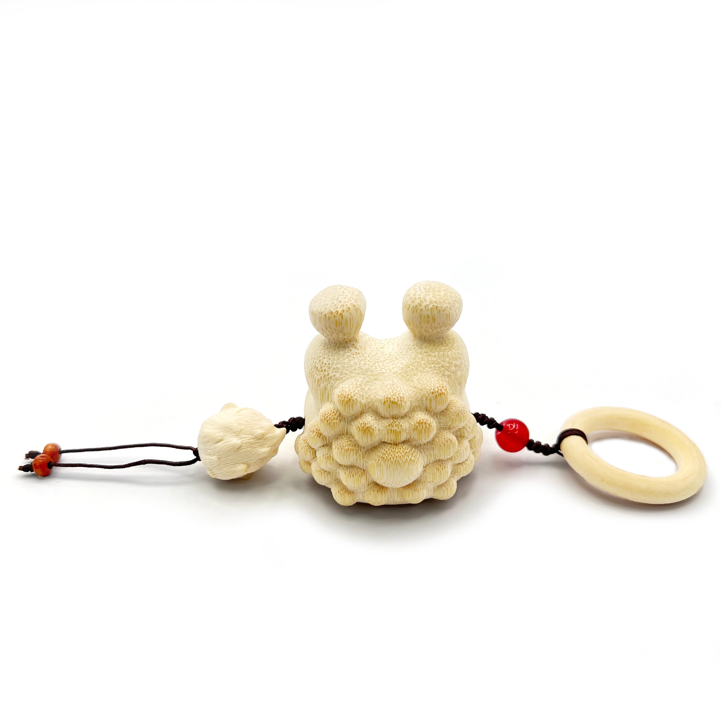 Cute Bamboo Carved Golden Toad Pendant Mobile Phone Chain Keychain - Janefur