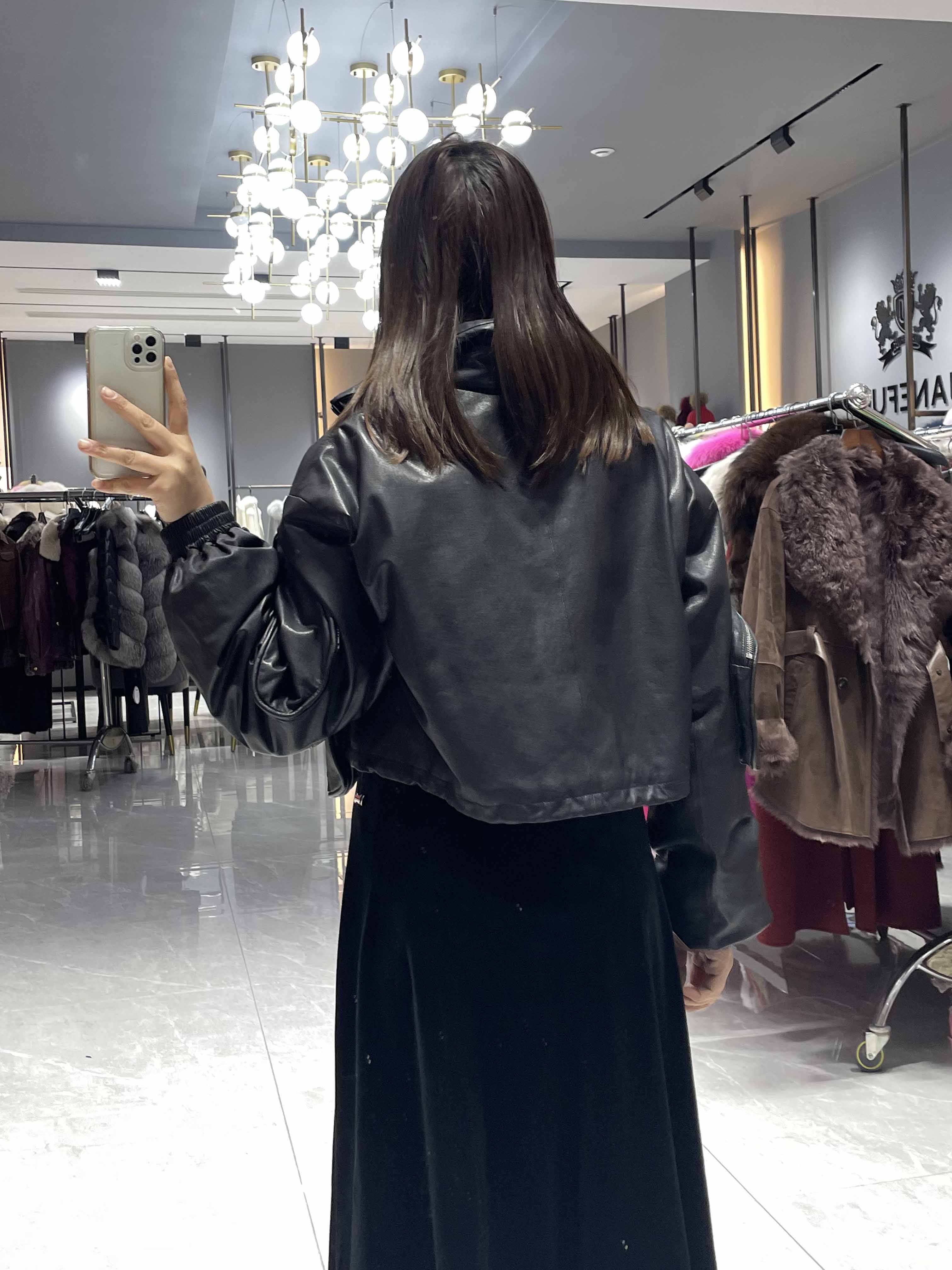 Stand-up Collar Cropped Utility-style Down Jacket - Janefur