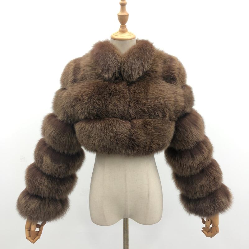 Winter Thick Warm Real Fox Fur Jacket Fashion Short Blue Fur Coat Women - Janefur
