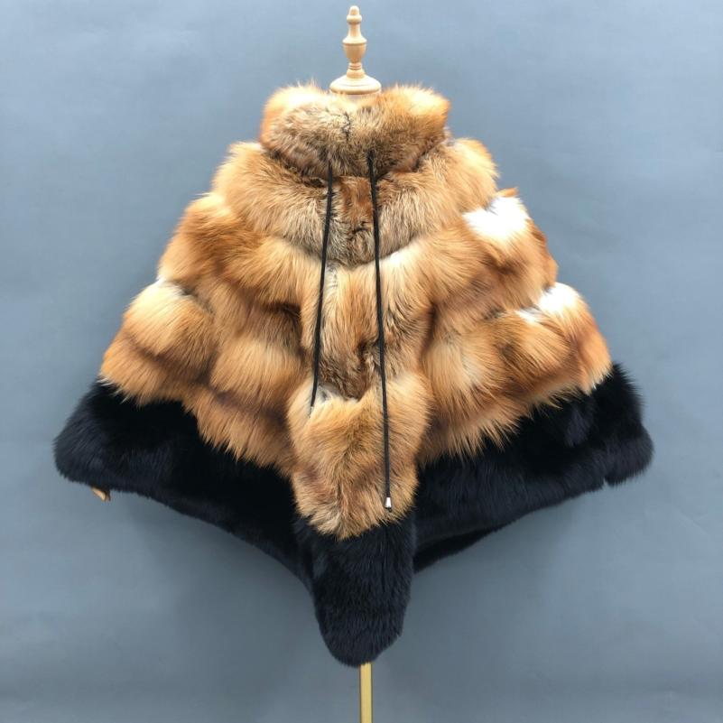High Quality Women's Luxury Fox Fur Cloak Loose Genuine Fox - Janefur