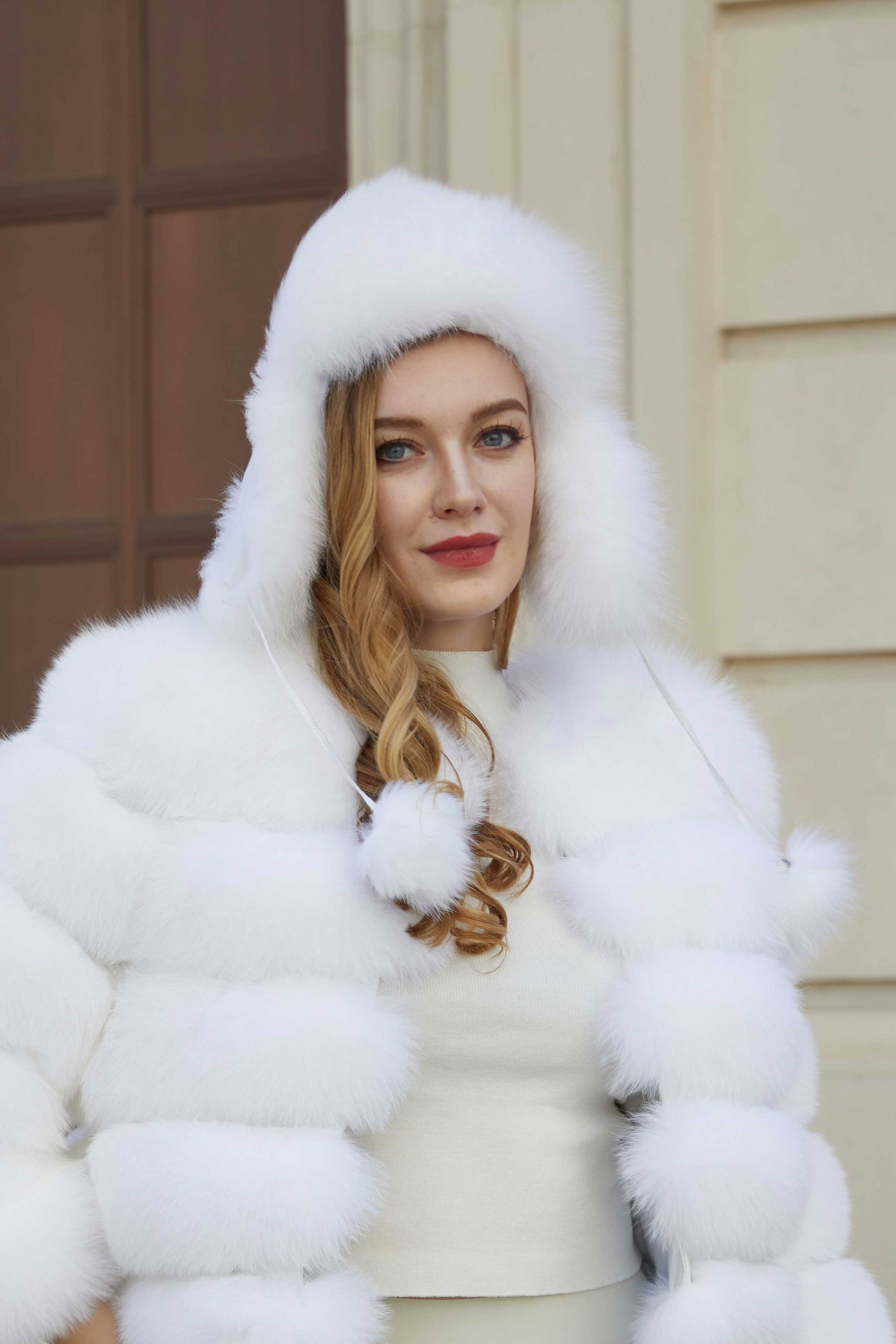 Women Natural Fur Hats Winter Thick Warm Ears Bomber Hat Lady Fur Cap - Janefur
