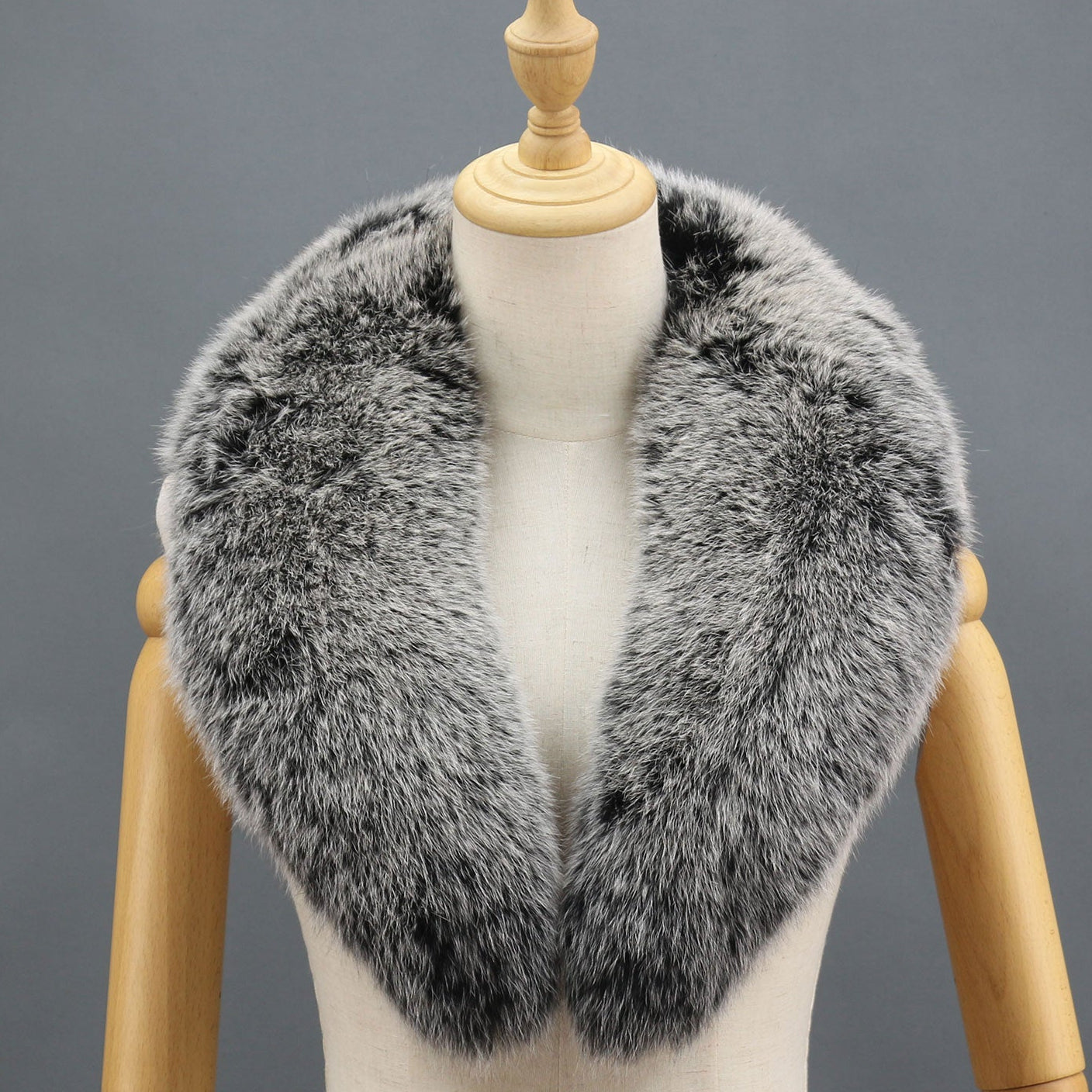 Janefur Winter Blue Fox Fur Collar Black white