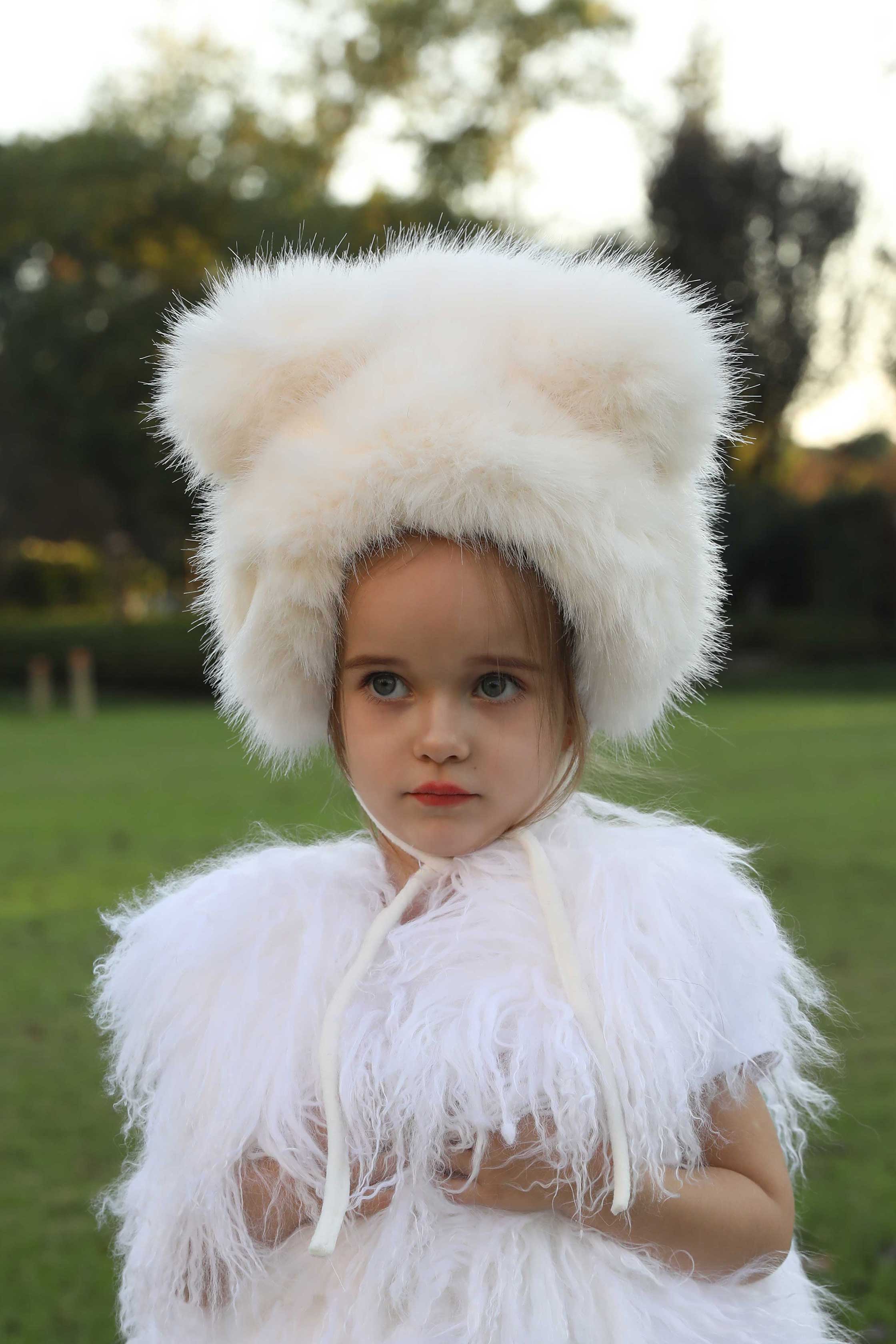 Kids Bear Ears Winter Faux Fur Hat - Janefur