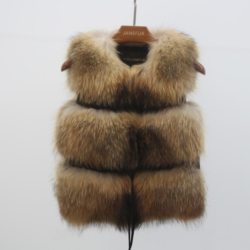 Women's Spring And Fall Clothing Luxury Real Raccoon Fur Vest - Janefur