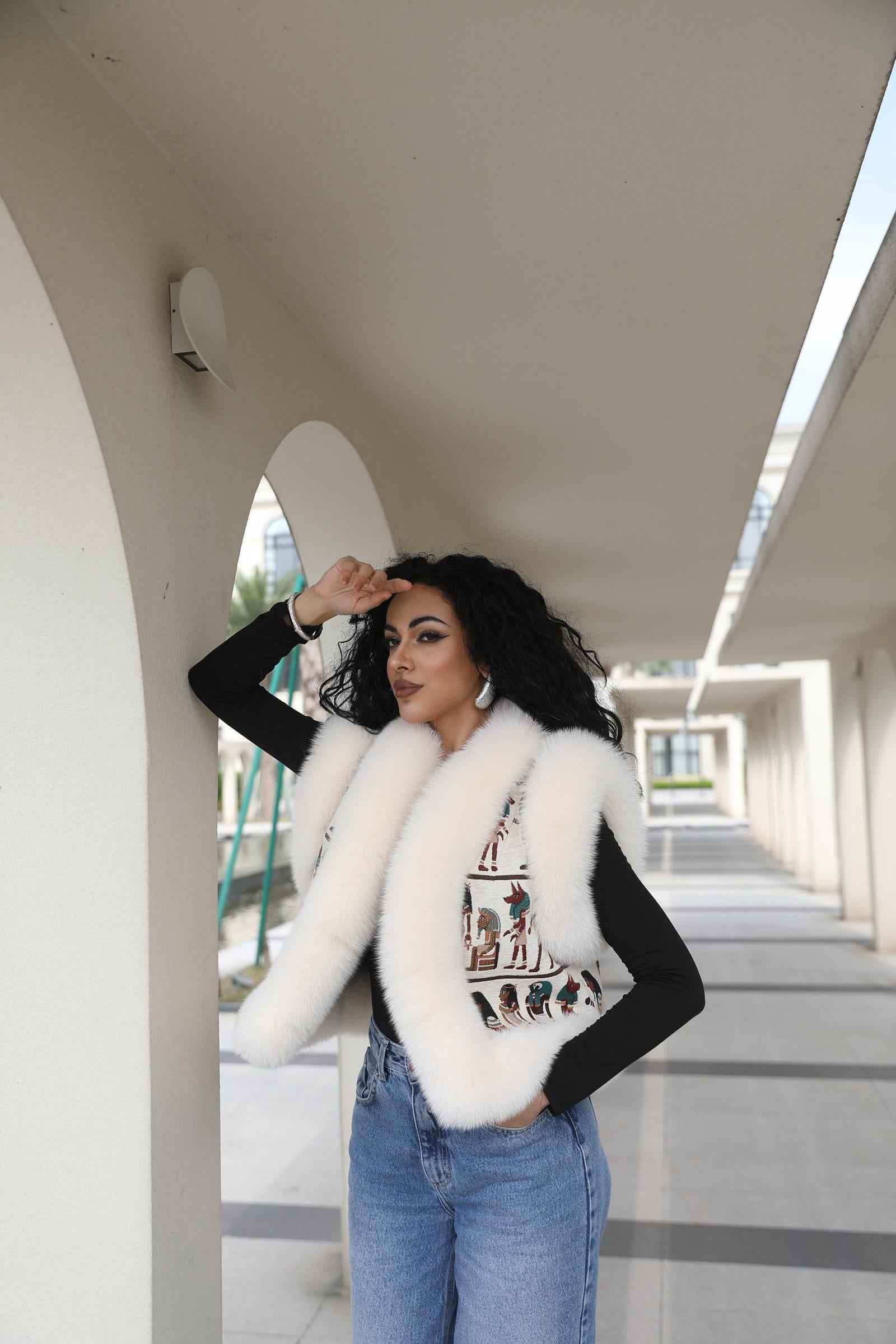 Fox Fur Vest Reversible Two-Sided Vest Women's Cute Vest - Janefur