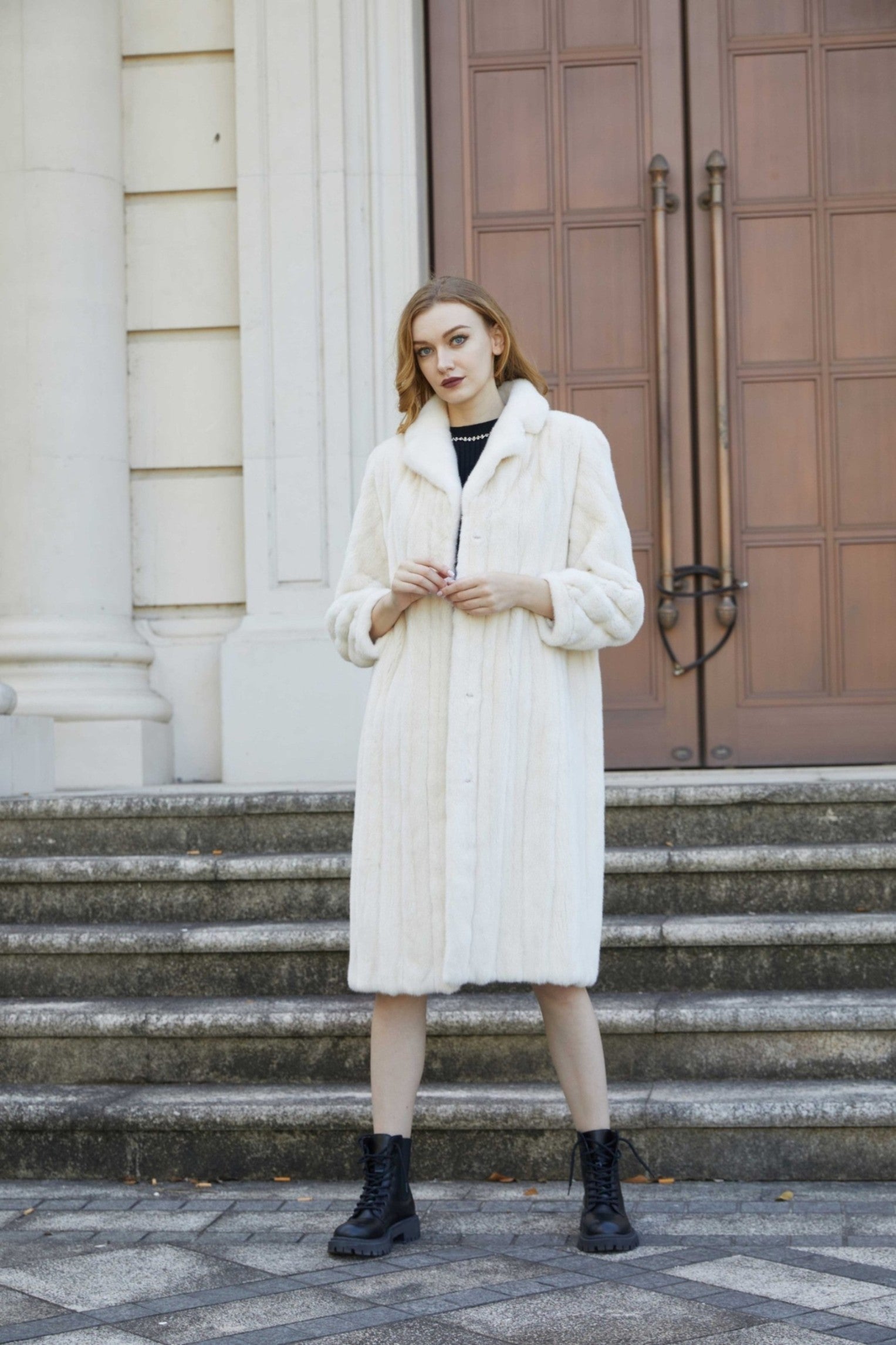 Women's Mink Spaghetti Strap Long Stand-up Collar Temperament Jacket - Janefur