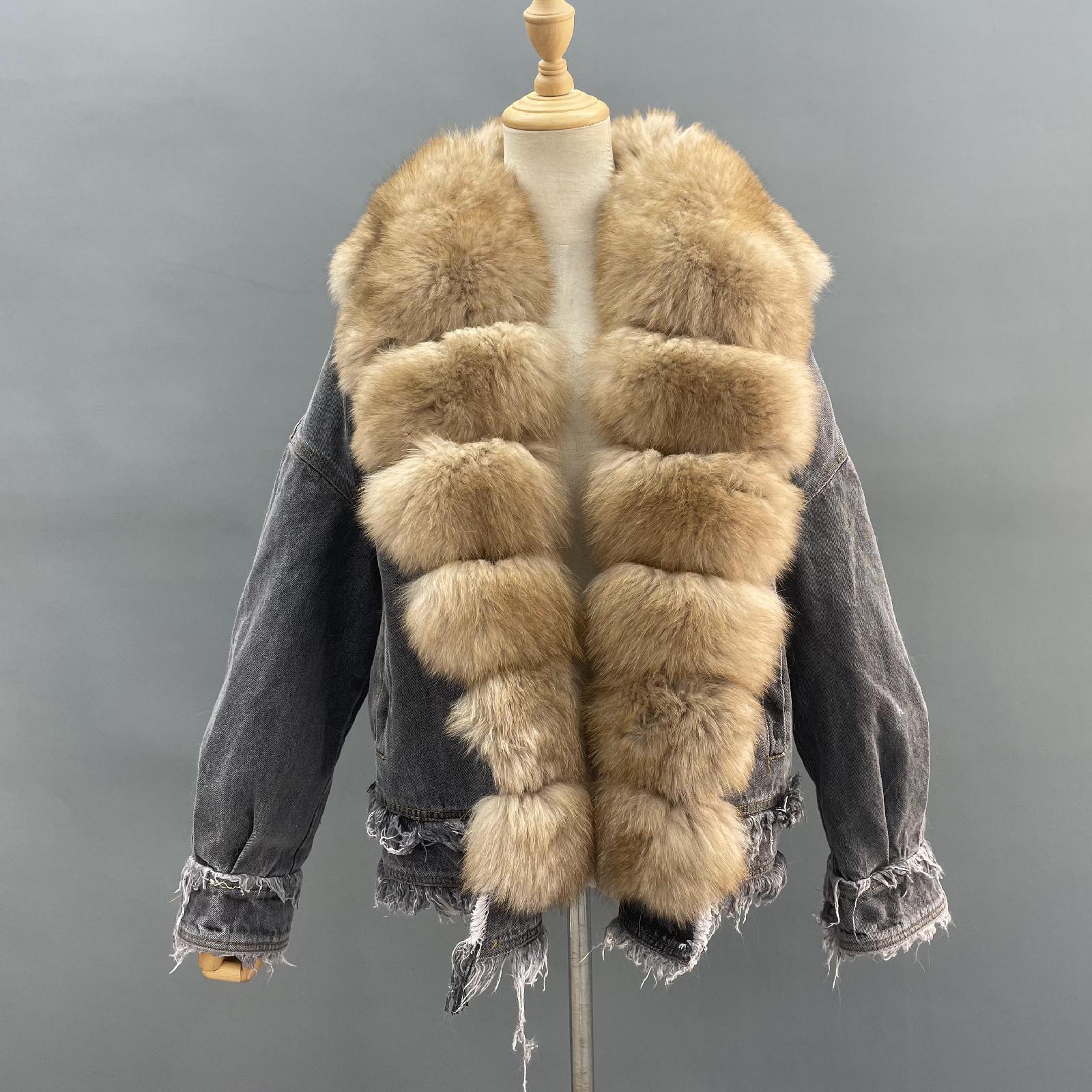 Women's Down Jacket With Real Large Fox Fur Collar Luxurious Coat For Winter Fluffy Jacket - Janefur