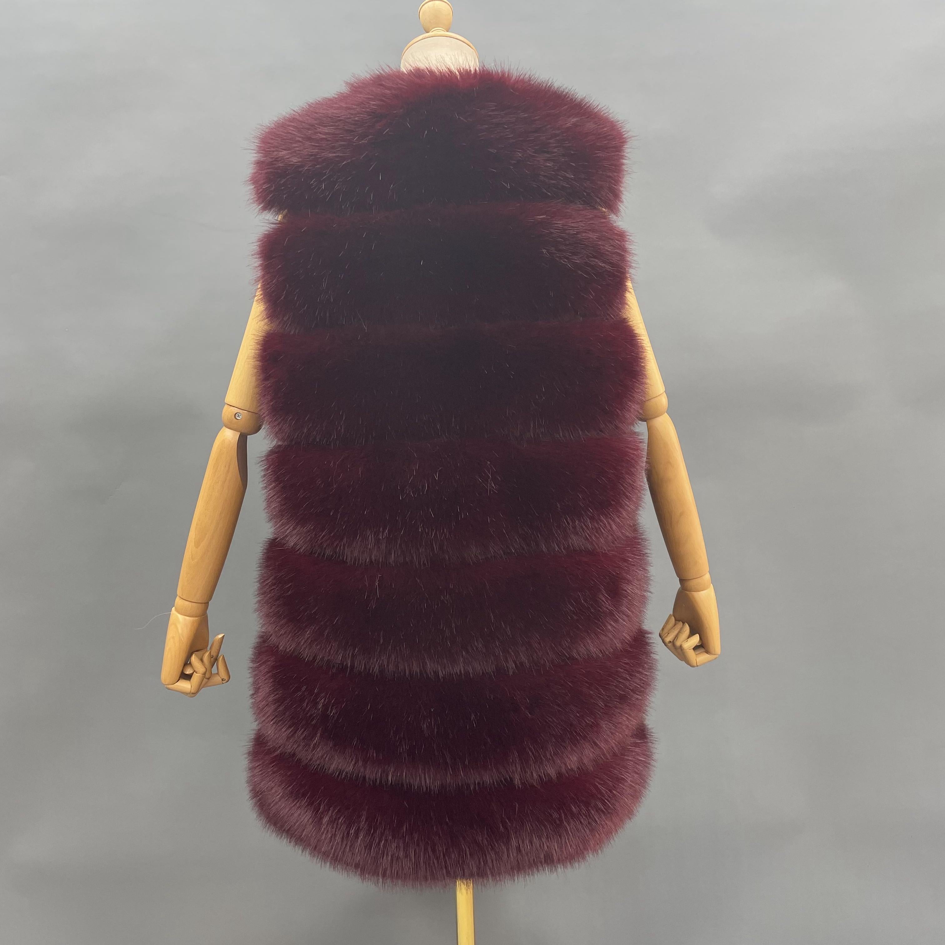 Spring and Autumn New Style Long Faux Fur Vest Eco Fur Vest - Janefur