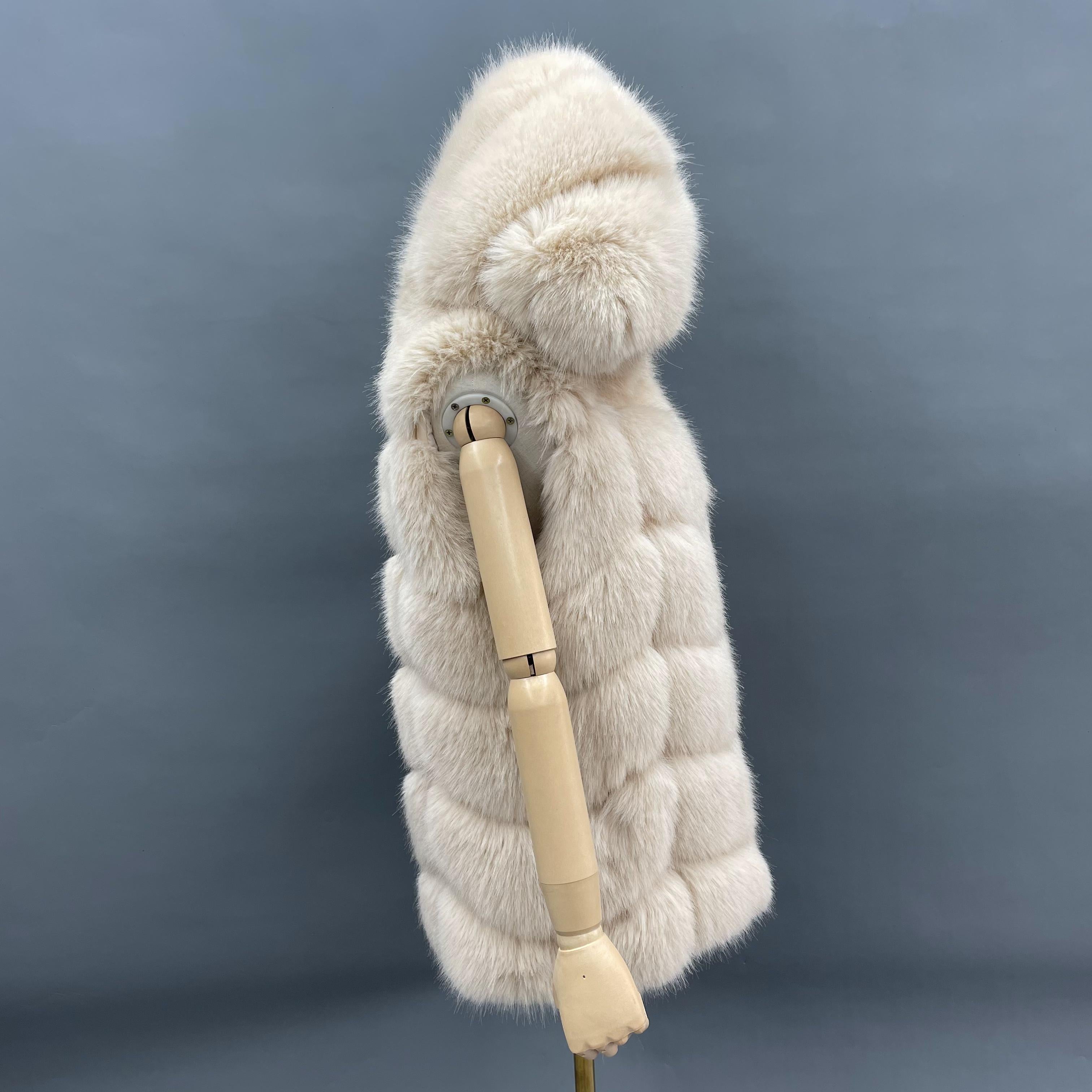 Women's Hooded Vest for Spring and Autumn Faux Fur Vest Eco Fur Coat - Janefur