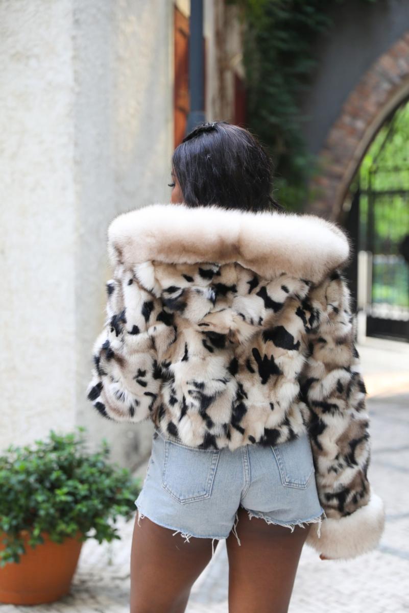 Fox Front Zipper Coat with Hood - Janefur