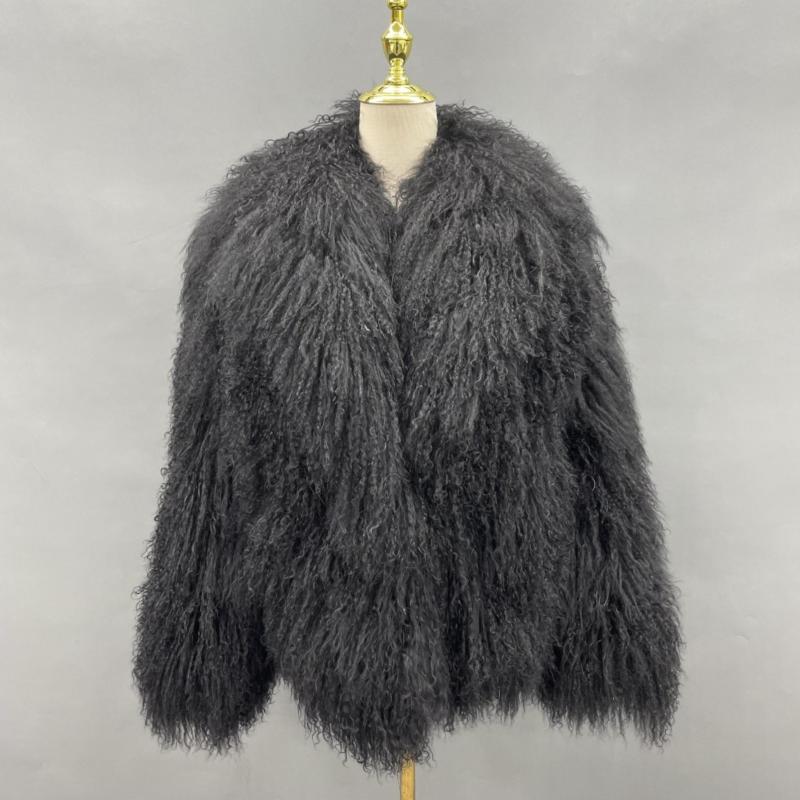 Janefur Lamb fur Collar Shearling Mid-length Coat - Janefur