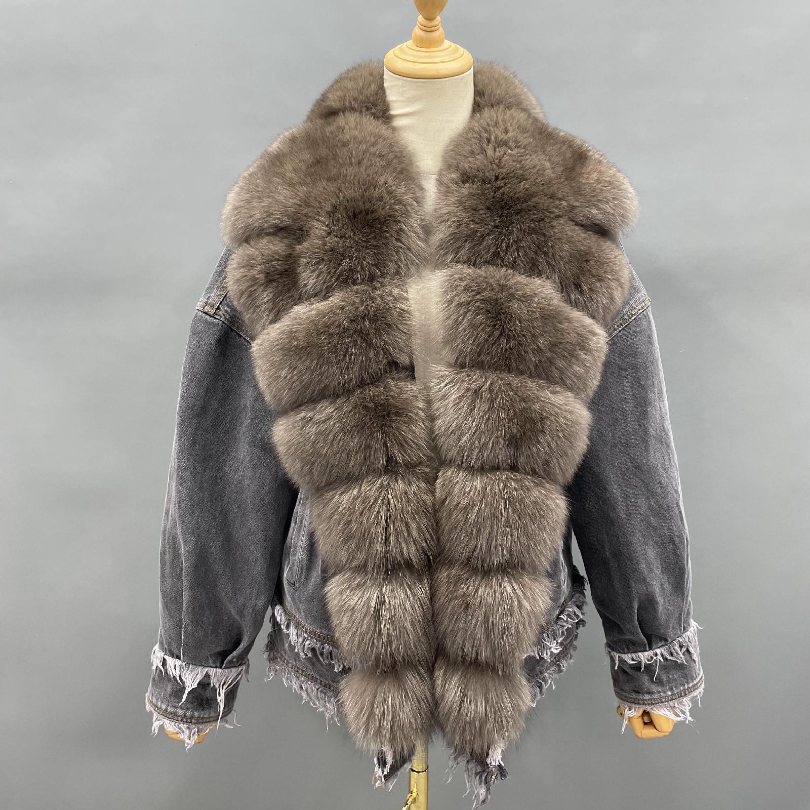 Women's Down Jacket With Real Large Fox Fur Collar Luxurious Coat For Winter Fluffy Jacket - Janefur