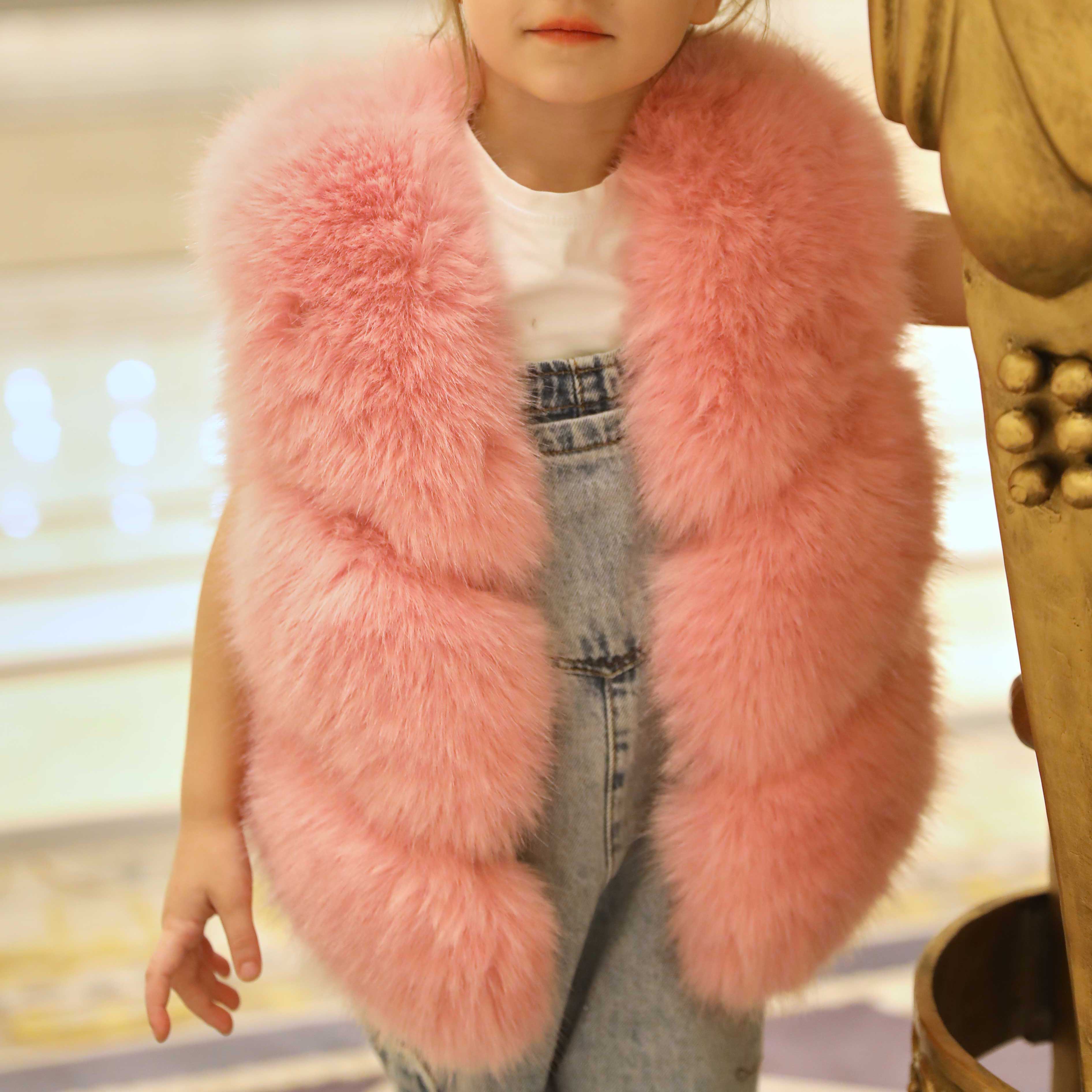 Pink Eco-friendly Fur Fake Fur Kids Vest - Janefur