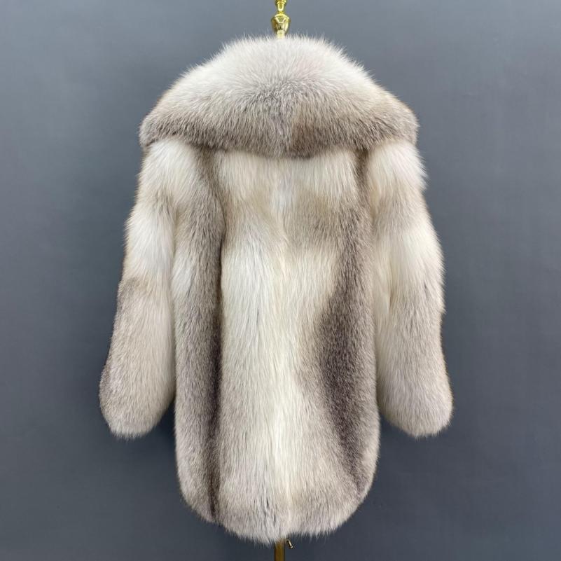 Coat With A Shawl Collar Made Of Whole Golden Island Fox Fur - Janefur