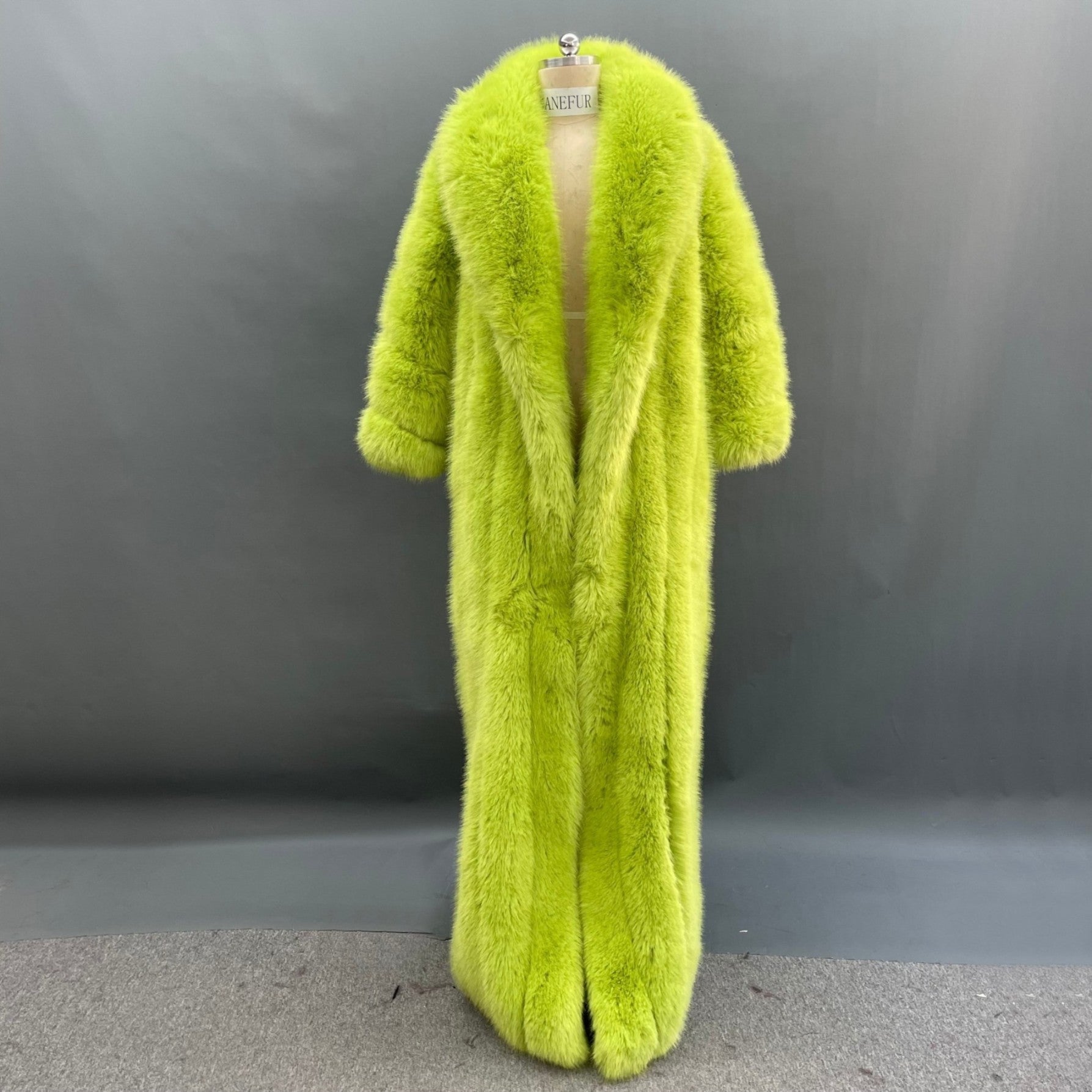 Women's Fox Eco Fur Faux Fur Extra Long Coat - Janefur