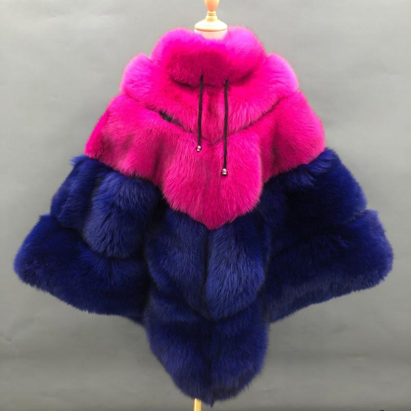 High Quality Women's Luxury Fox Fur Cloak Loose Genuine Fox - Janefur