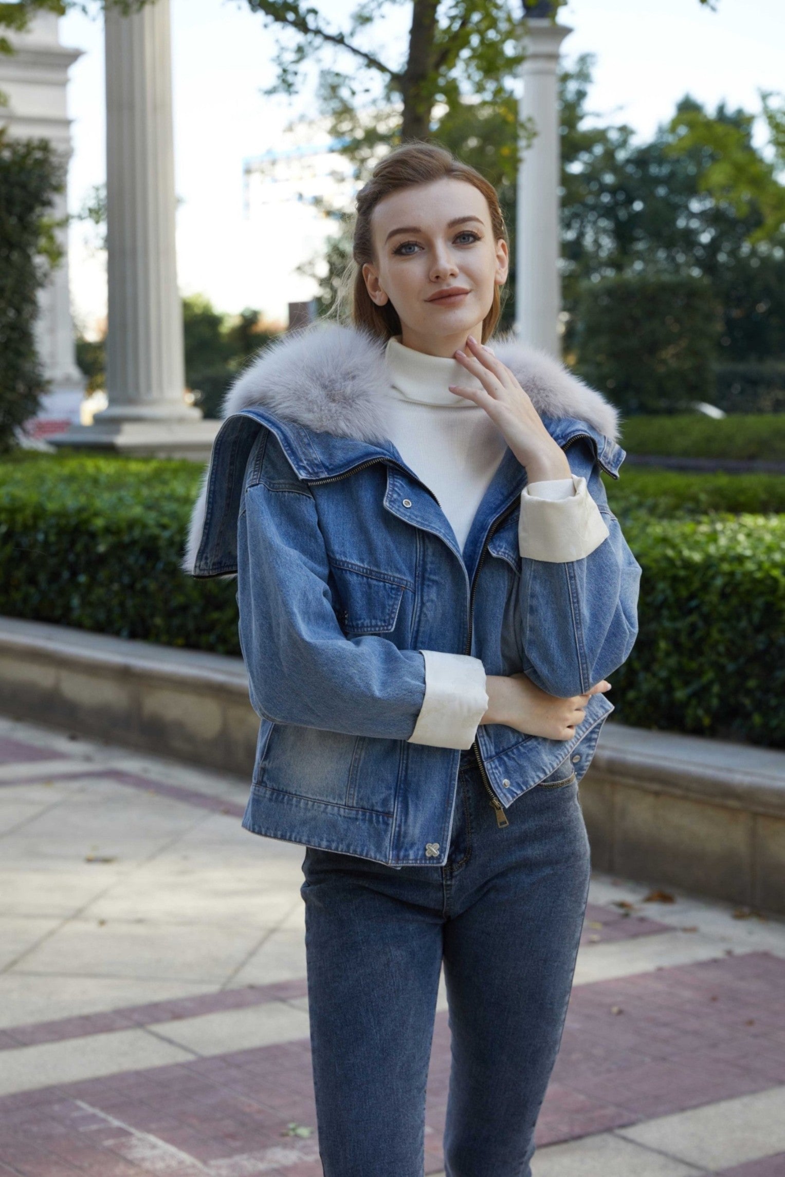Women's Winter Archangel Denim Down Inner Warm Jacket - Janefur