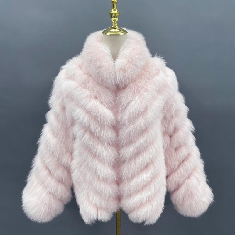 Detachable Collar Two-sided Real Fox Fur Winter Women's Short Coat - Janefur