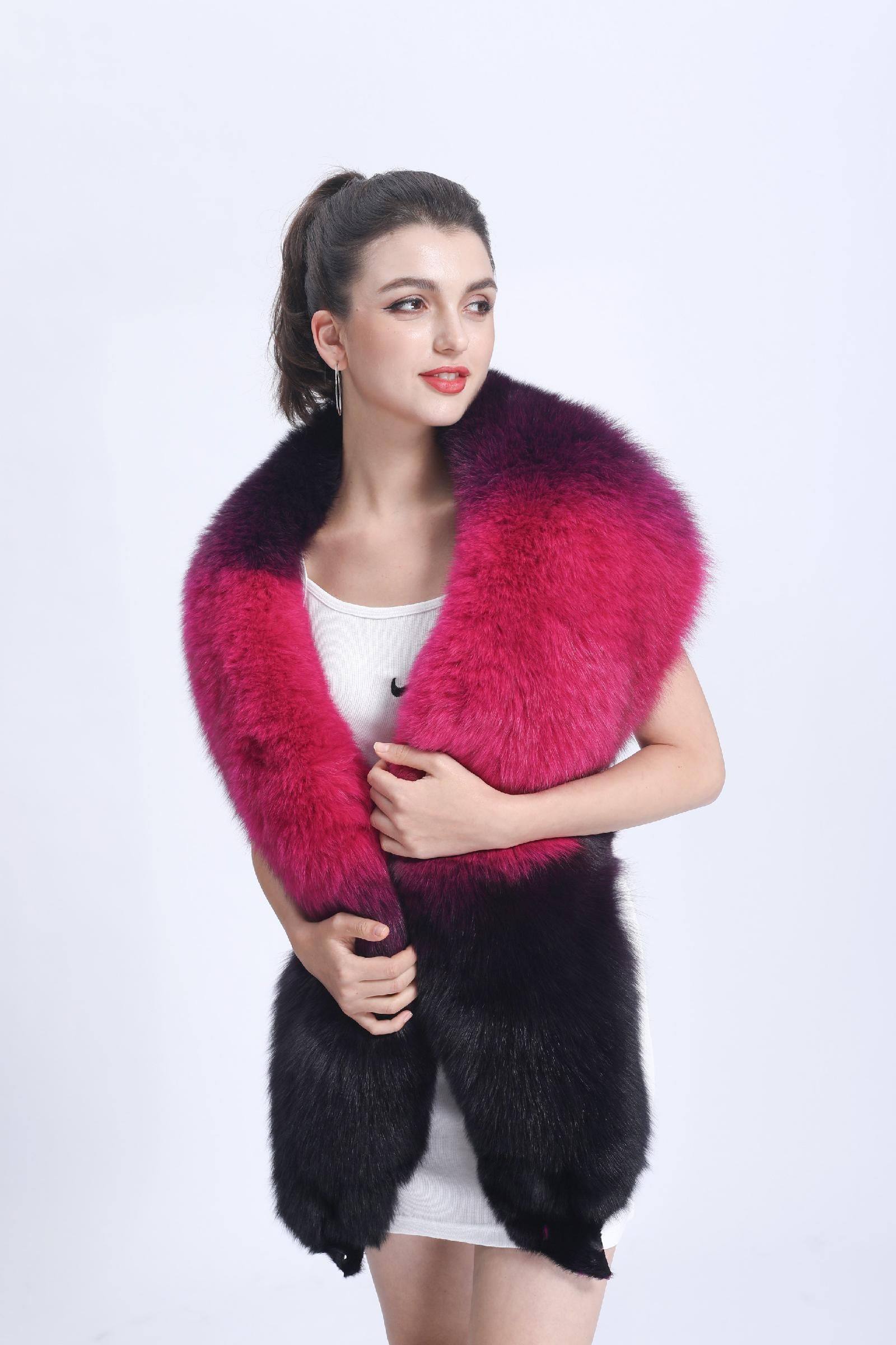 Real Fox Fur Shawl Fox fur trim Winter Women Real Fur Fashion Poncho Fox Fur Trimmed Cape Winter Cape Female - Janefur
