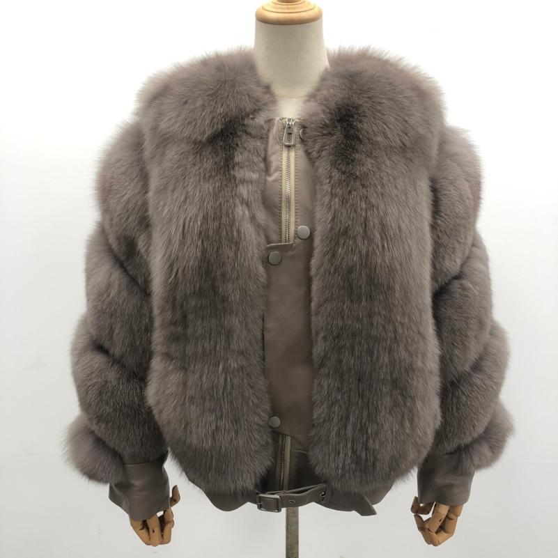 Winter Fox Fur Coat High-Quality Button Decorated Women's Coat - Janefur
