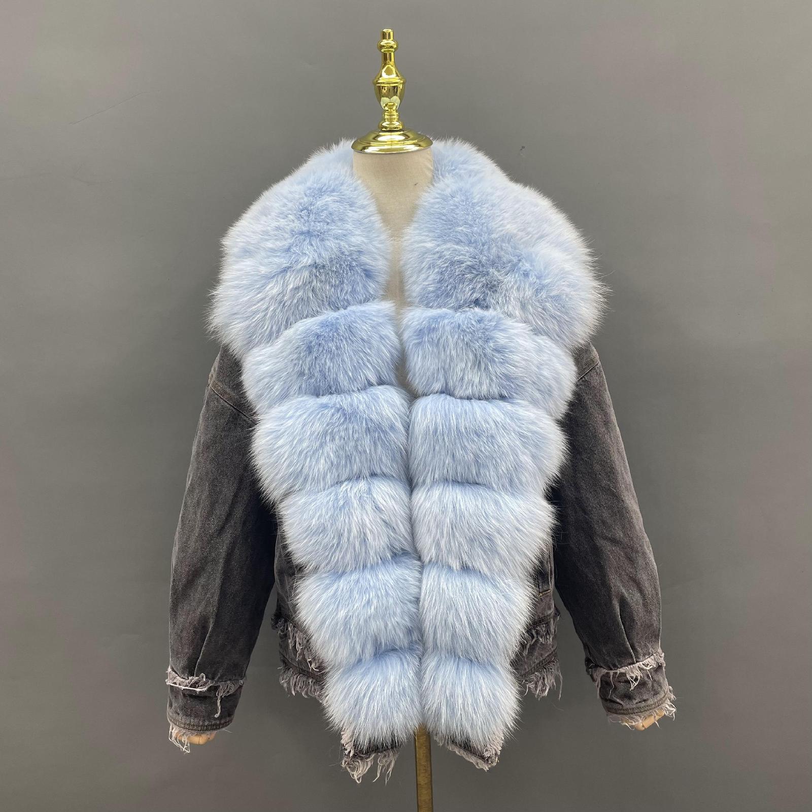 Women's Down Jacket With Real Large Fox Fur Collar Luxurious Coat For Winter Fluffy Jacket - Janefur